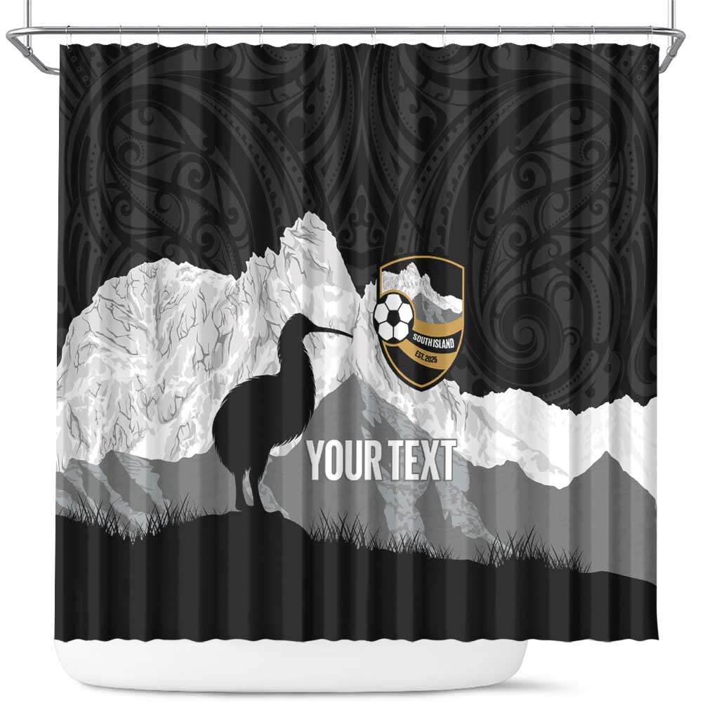 New Zealand South Island Football Custom Shower Curtain Aoraki Mount Cook With Kiwi Maori Pattern