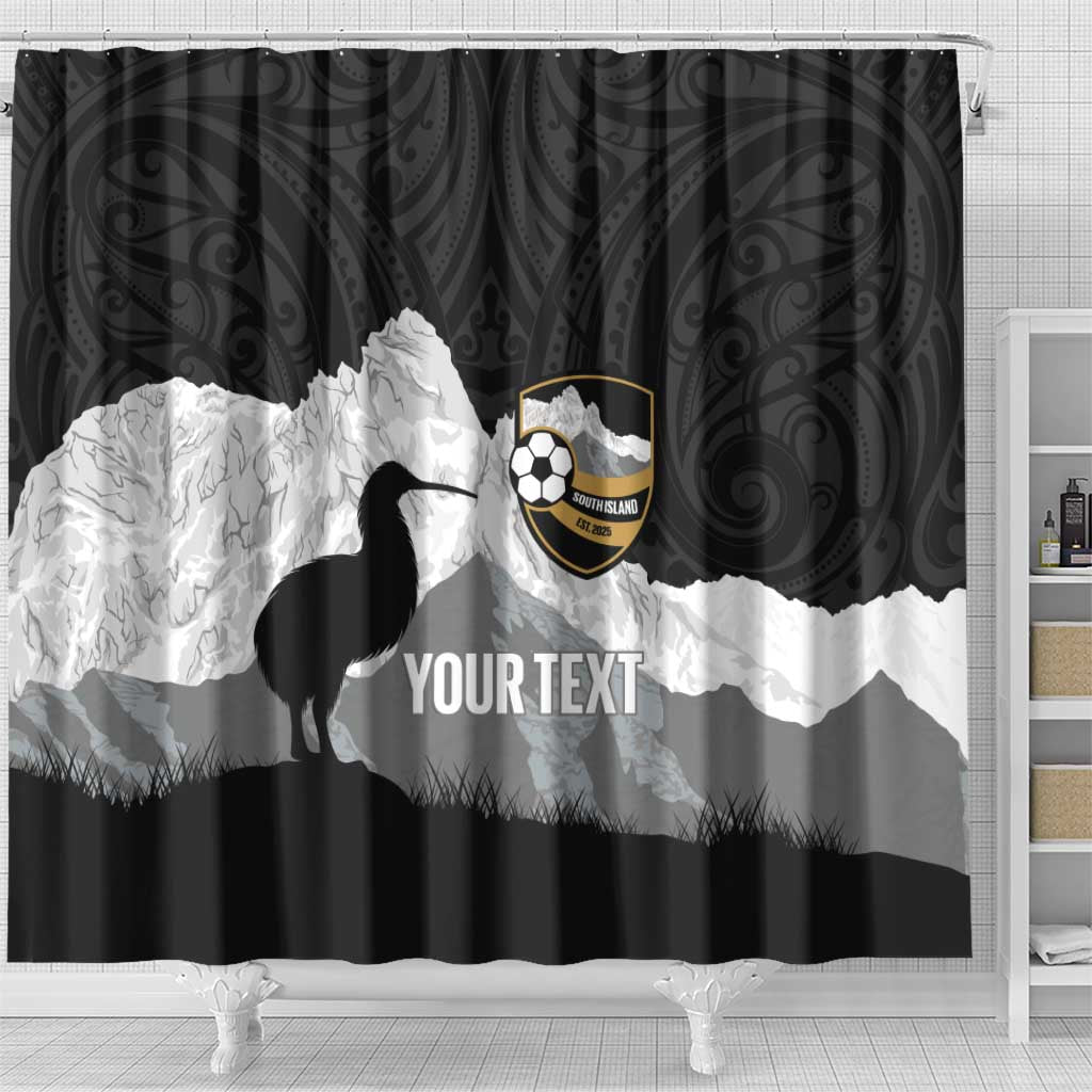 New Zealand South Island Football Custom Shower Curtain Aoraki Mount Cook With Kiwi Maori Pattern LT14 - Polynesian Pride