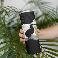New Zealand South Island Football Custom Skinny Tumbler Aoraki Mount Cook With Kiwi Maori Pattern LT14 - Polynesian Pride