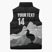 New Zealand South Island Football Custom Sleeveless Puffer Jacket Aoraki Mount Cook With Kiwi Maori Pattern LT14 - Polynesian Pride