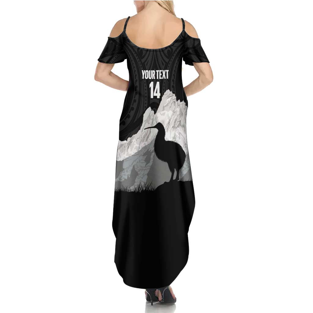 New Zealand South Island Football Custom Summer Maxi Dress Aoraki Mount Cook With Kiwi Maori Pattern