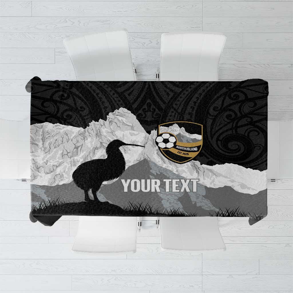 New Zealand South Island Football Custom Tablecloth Aoraki Mount Cook With Kiwi Maori Pattern