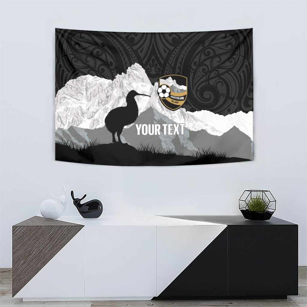 New Zealand South Island Football Custom Tapestry Aoraki Mount Cook With Kiwi Maori Pattern LT14 - Polynesian Pride
