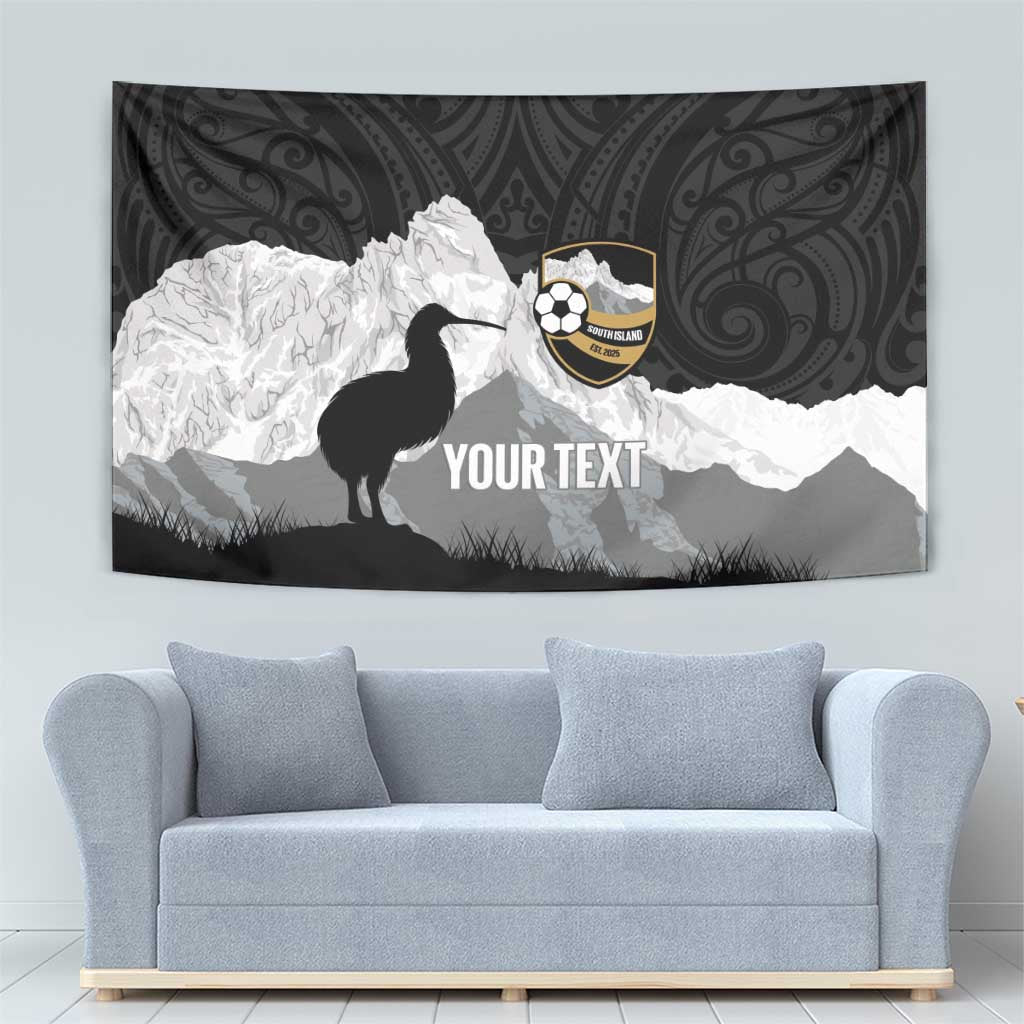 New Zealand South Island Football Custom Tapestry Aoraki Mount Cook With Kiwi Maori Pattern LT14 - Polynesian Pride