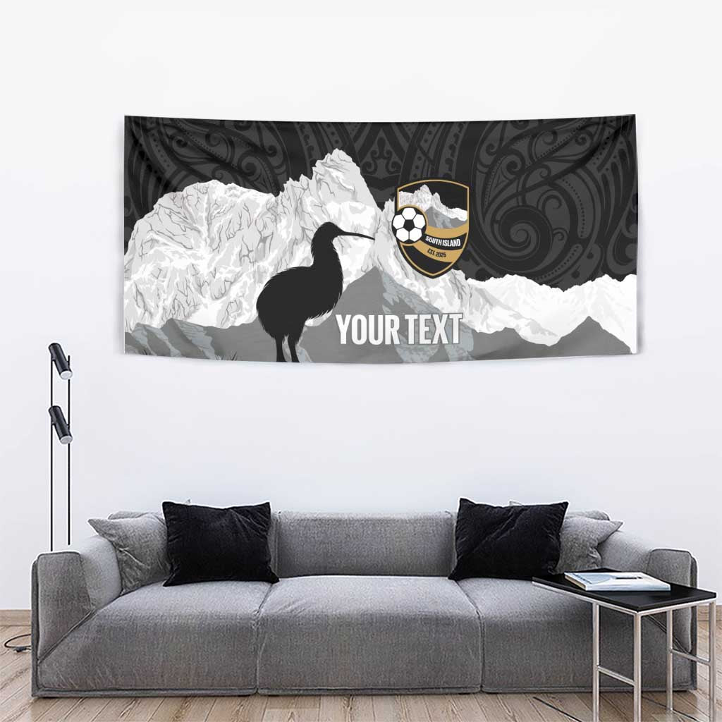 New Zealand South Island Football Custom Tapestry Aoraki Mount Cook With Kiwi Maori Pattern LT14 - Polynesian Pride