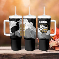 New Zealand South Island Football Custom Tumbler With Handle Aoraki Mount Cook With Kiwi Maori Pattern LT14 - Polynesian Pride