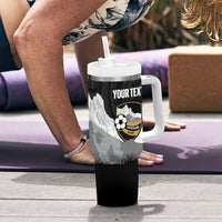 New Zealand South Island Football Custom Tumbler With Handle Aoraki Mount Cook With Kiwi Maori Pattern LT14 - Polynesian Pride