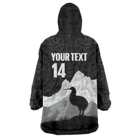 New Zealand South Island Football Custom Wearable Blanket Hoodie Aoraki Mount Cook With Kiwi Maori Pattern