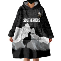 New Zealand South Island Football Custom Wearable Blanket Hoodie Aoraki Mount Cook With Kiwi Maori Pattern