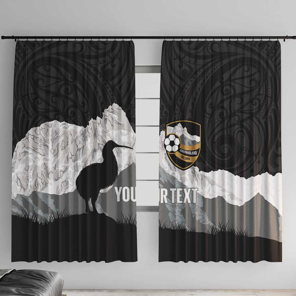 New Zealand South Island Football Custom Window Curtain Aoraki Mount Cook With Kiwi Maori Pattern