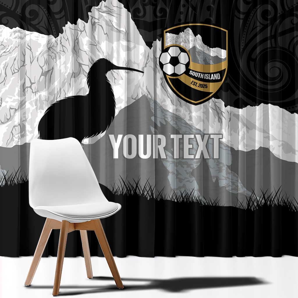 New Zealand South Island Football Custom Window Curtain Aoraki Mount Cook With Kiwi Maori Pattern LT14 - Polynesian Pride