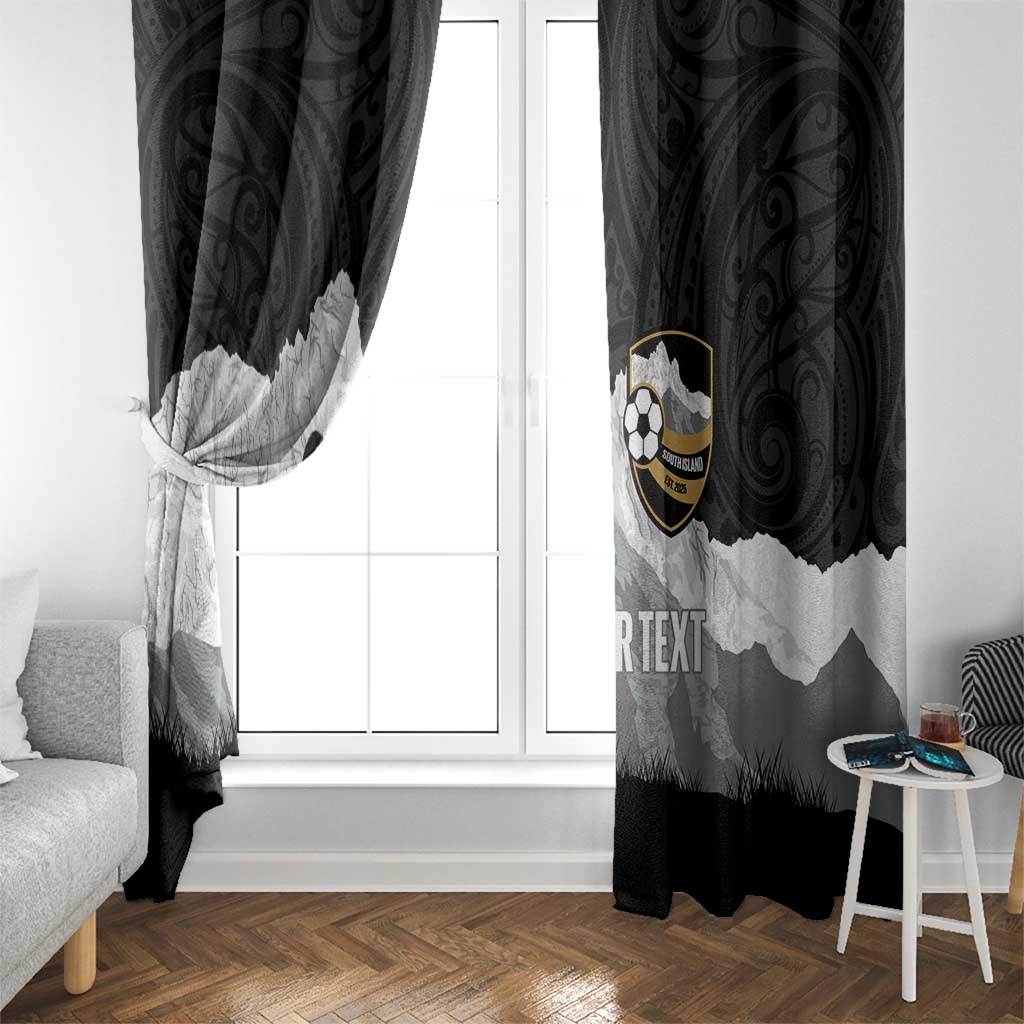 New Zealand South Island Football Custom Window Curtain Aoraki Mount Cook With Kiwi Maori Pattern LT14 - Polynesian Pride