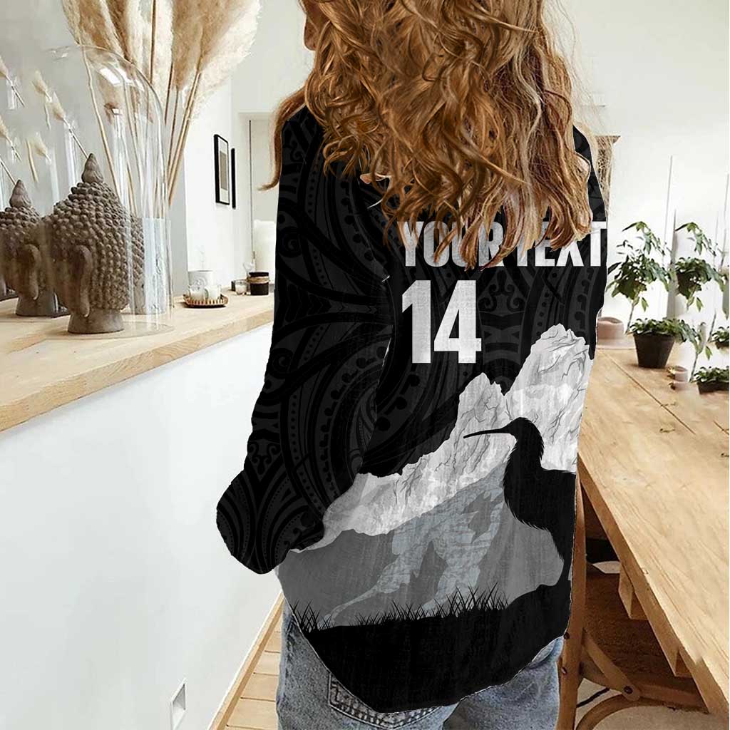 New Zealand South Island Football Custom Women Casual Shirt Aoraki Mount Cook With Kiwi Maori Pattern LT14 - Polynesian Pride
