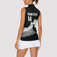 New Zealand South Island Football Custom Women Sleeveless Polo Shirt Aoraki Mount Cook With Kiwi Maori Pattern