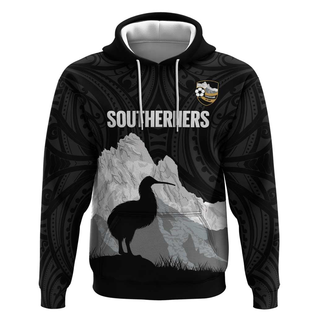 New Zealand South Island Football Custom Zip Hoodie Aoraki Mount Cook With Kiwi Maori Pattern