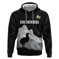 New Zealand South Island Football Custom Zip Hoodie Aoraki Mount Cook With Kiwi Maori Pattern