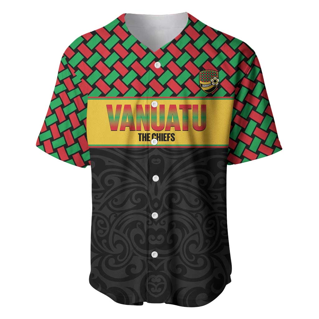Vanuatu Football Custom Baseball Jersey Go Chiefs Basket-weave Pattern LT14 Black - Polynesian Pride