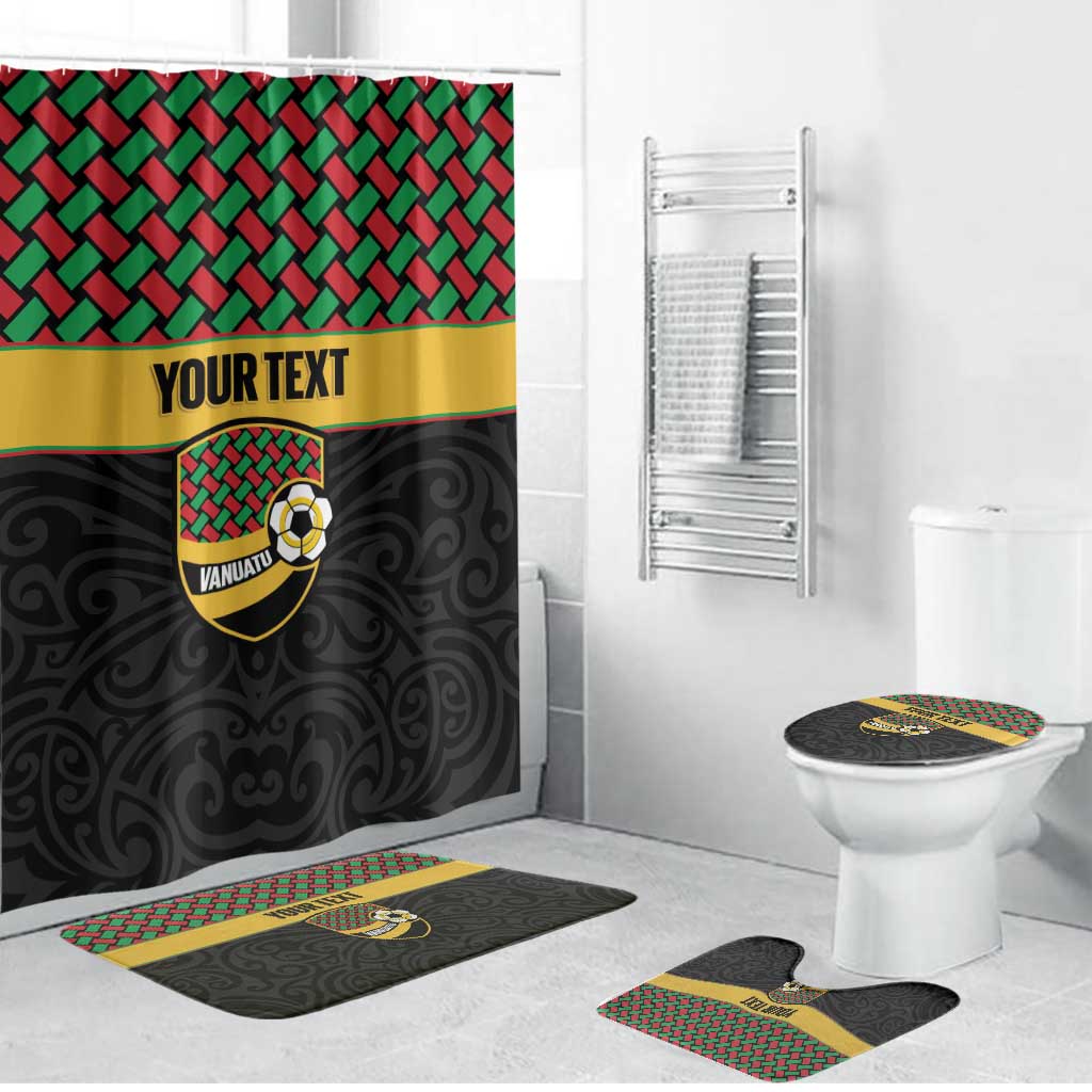 Vanuatu Football Custom Bathroom Set Go Chiefs Basket-weave Pattern LT14 Bathroom Set (4 pcs) Black - Polynesian Pride