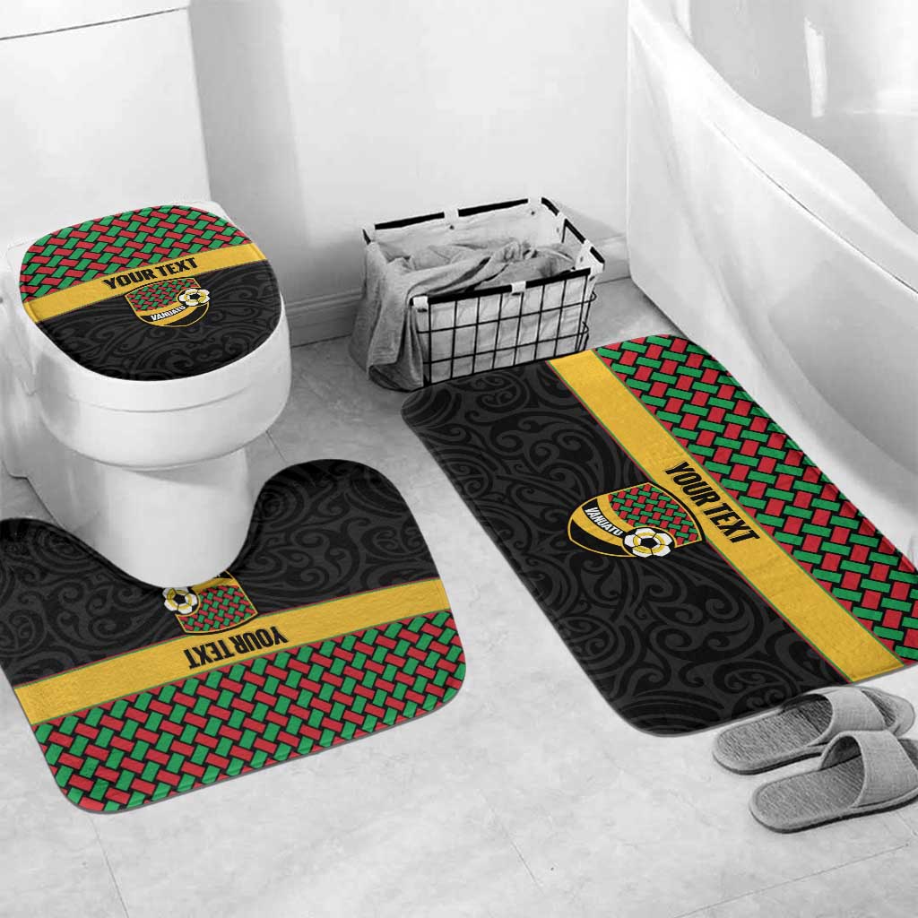 Vanuatu Football Custom Bathroom Set Go Chiefs Basket-weave Pattern LT14 Mat Set Only (3 pcs) One Size Black - Polynesian Pride