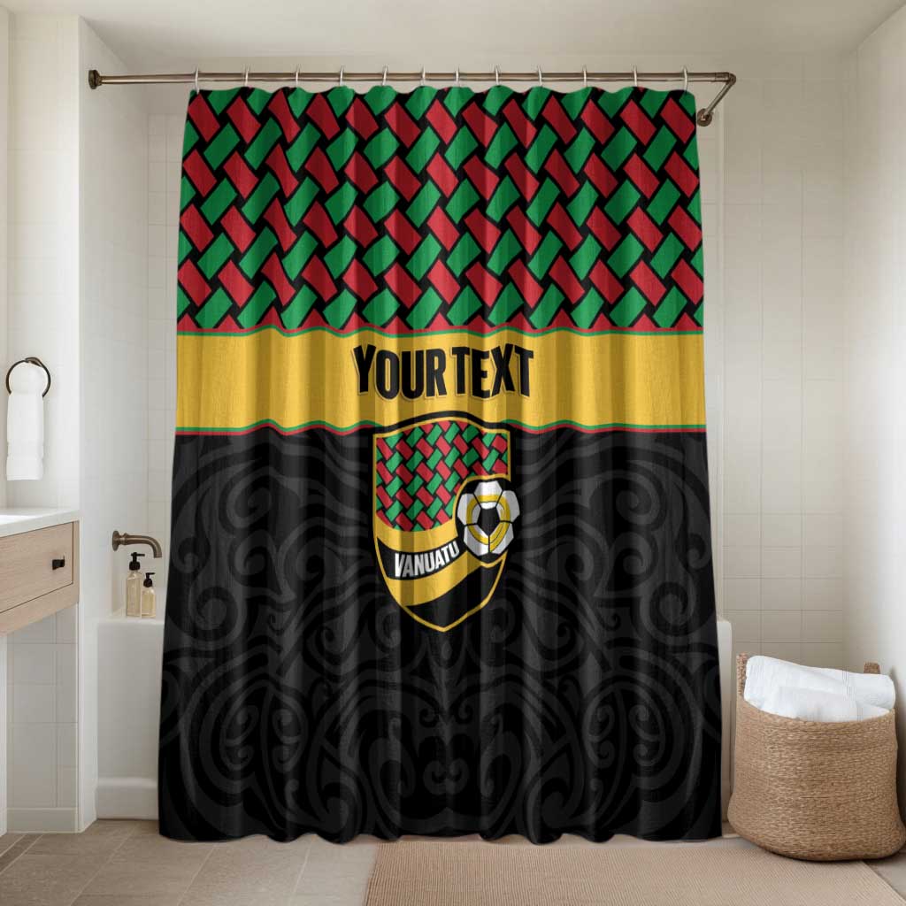 Vanuatu Football Custom Bathroom Set Go Chiefs Basket-weave Pattern LT14 Shower Curtain Only Black - Polynesian Pride