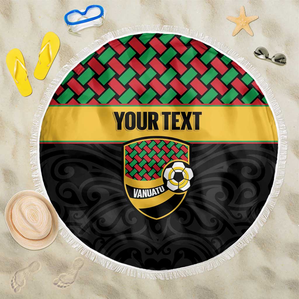 Vanuatu Football Custom Beach Blanket Go Chiefs Basket-weave Pattern LT14 One Size 150cm Black - Polynesian Pride
