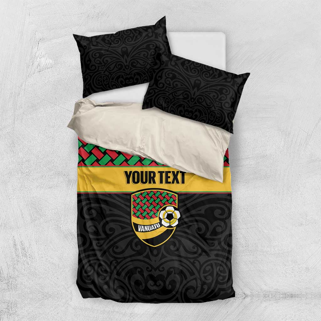 Vanuatu Football Custom Bedding Set Go Chiefs Basket-weave Pattern LT14 US Twin 172cm x 218cm Black - Polynesian Pride