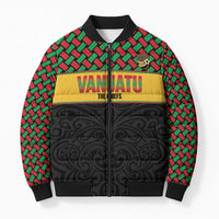 Vanuatu Football Custom Bomber Puffer Jacket Go Chiefs Basket-weave Pattern LT14 Unisex Black - Polynesian Pride