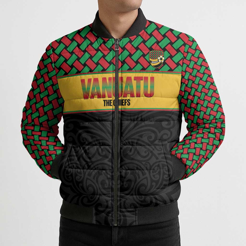 Vanuatu Football Custom Bomber Puffer Jacket Go Chiefs Basket-weave Pattern LT14 - Polynesian Pride