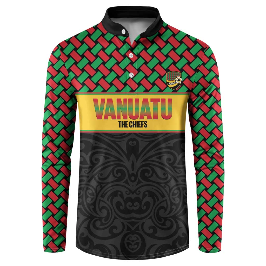 Vanuatu Football Custom Button Sweatshirt Go Chiefs Basket-weave Pattern LT14 Black - Polynesian Pride