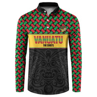 Vanuatu Football Custom Button Sweatshirt Go Chiefs Basket-weave Pattern LT14 Black - Polynesian Pride
