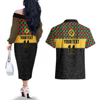 Vanuatu Football Custom Couples Matching Off The Shoulder Long Sleeve Dress and Hawaiian Shirt Go Chiefs Basket-weave Pattern LT14 - Polynesian Pride