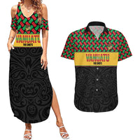Vanuatu Football Custom Couples Matching Summer Maxi Dress and Hawaiian Shirt Go Chiefs Basket-weave Pattern LT14 Black - Polynesian Pride