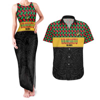 Vanuatu Football Custom Couples Matching Tank Maxi Dress and Hawaiian Shirt Go Chiefs Basket-weave Pattern LT14 Black - Polynesian Pride