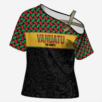 Vanuatu Football Custom Cross Shoulder Shirt Go Chiefs Basket-weave Pattern LT14 Female Black - Polynesian Pride