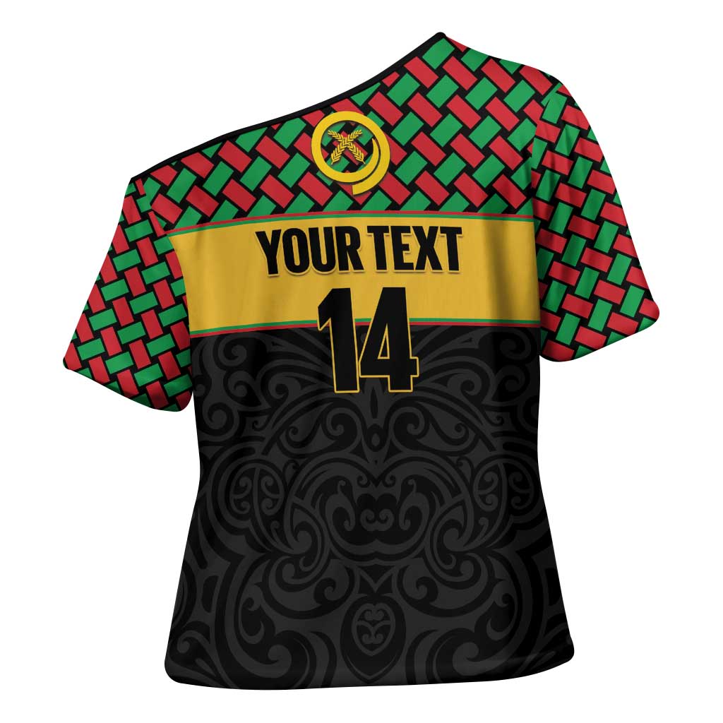 Vanuatu Football Custom Cross Shoulder Shirt Go Chiefs Basket-weave Pattern LT14 - Polynesian Pride