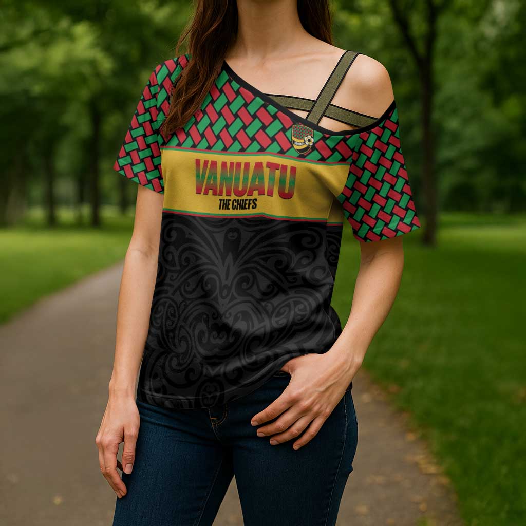 Vanuatu Football Custom Cross Shoulder Shirt Go Chiefs Basket-weave Pattern LT14 - Polynesian Pride