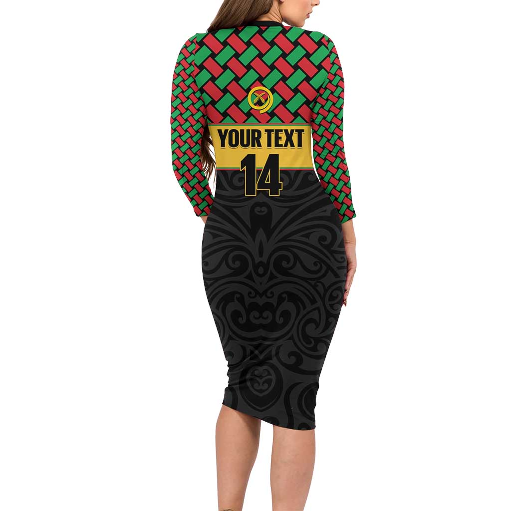Vanuatu Football Custom Family Matching Long Sleeve Bodycon Dress and Hawaiian Shirt Go Chiefs Basket-weave Pattern