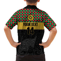 Vanuatu Football Custom Family Matching Off The Shoulder Long Sleeve Dress and Hawaiian Shirt Go Chiefs Basket-weave Pattern