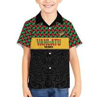 Vanuatu Football Custom Family Matching Off The Shoulder Long Sleeve Dress and Hawaiian Shirt Go Chiefs Basket-weave Pattern