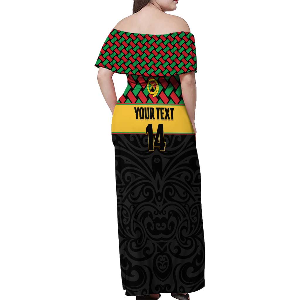 Vanuatu Football Custom Family Matching Off Shoulder Maxi Dress and Hawaiian Shirt Go Chiefs Basket-weave Pattern LT14 - Polynesian Pride