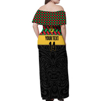 Vanuatu Football Custom Family Matching Off Shoulder Maxi Dress and Hawaiian Shirt Go Chiefs Basket-weave Pattern LT14 - Polynesian Pride