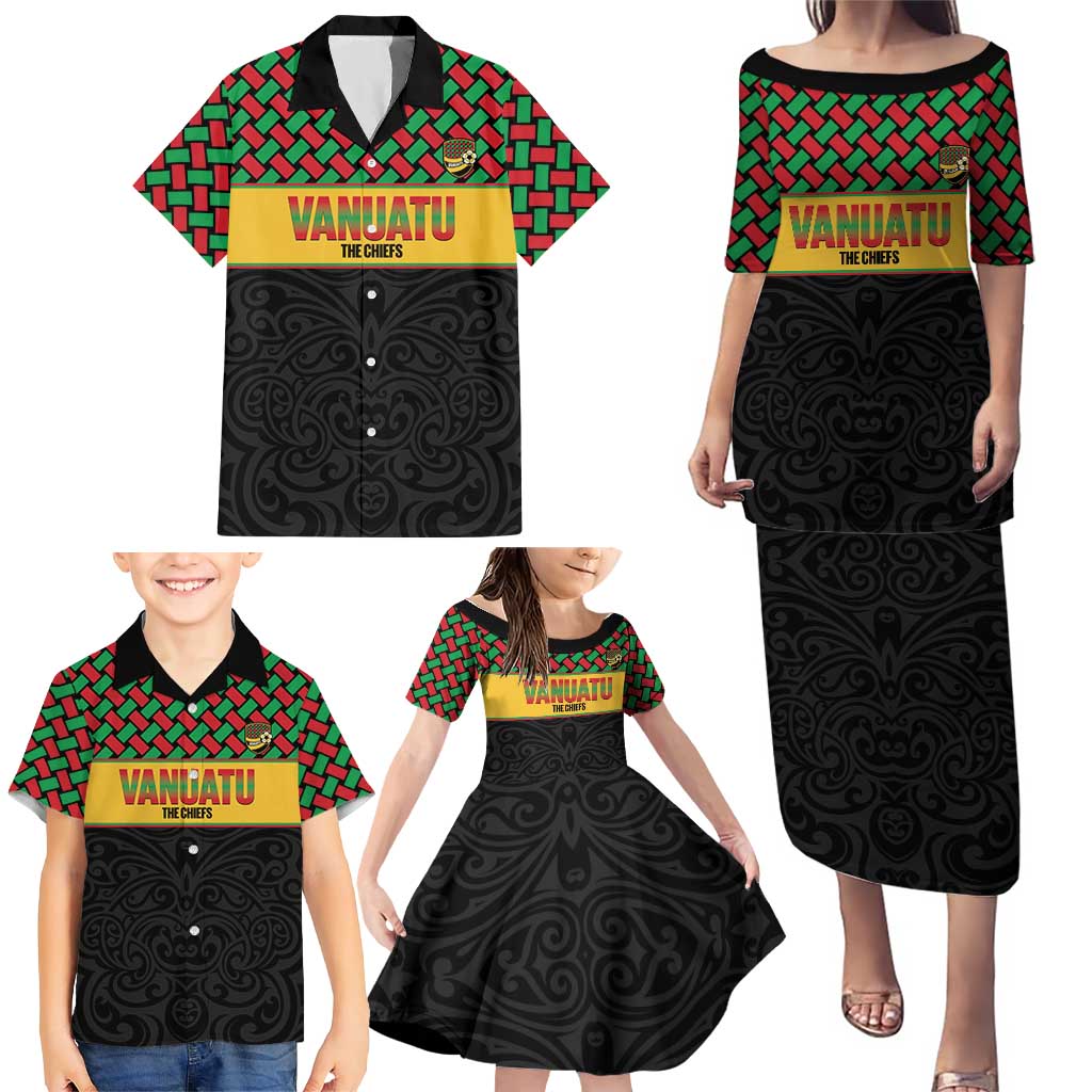 Vanuatu Football Custom Family Matching Puletasi and Hawaiian Shirt Go Chiefs Basket-weave Pattern