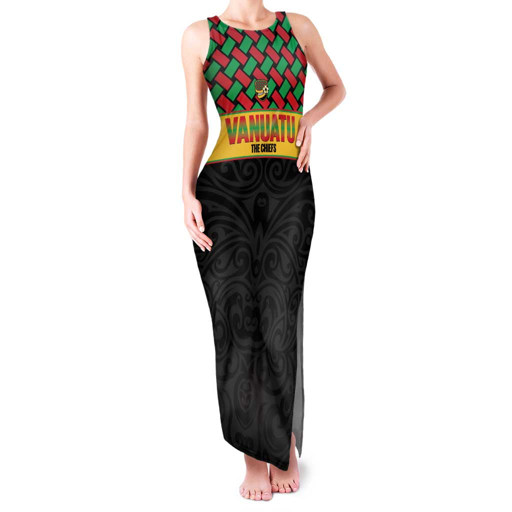 Vanuatu Football Custom Family Matching Tank Maxi Dress and Hawaiian Shirt Go Chiefs Basket-weave Pattern