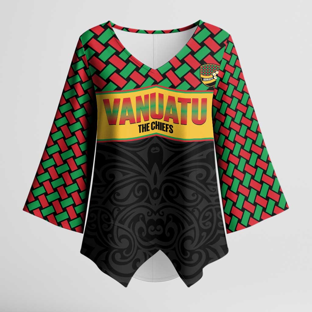 Vanuatu Football Custom Kimono Sleeve Blouse Go Chiefs Basket-weave Pattern LT14 Female Black - Polynesian Pride