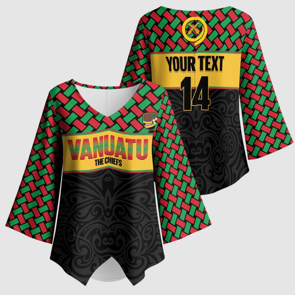 Vanuatu Football Custom Kimono Sleeve Blouse Go Chiefs Basket-weave Pattern LT14 - Polynesian Pride