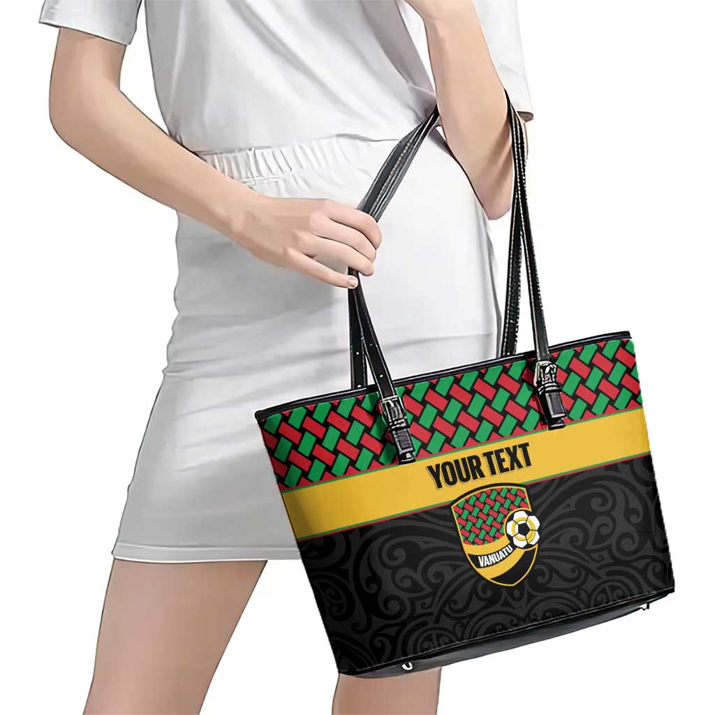 Vanuatu Football Custom Leather Tote Bag Go Chiefs Basket-weave Pattern