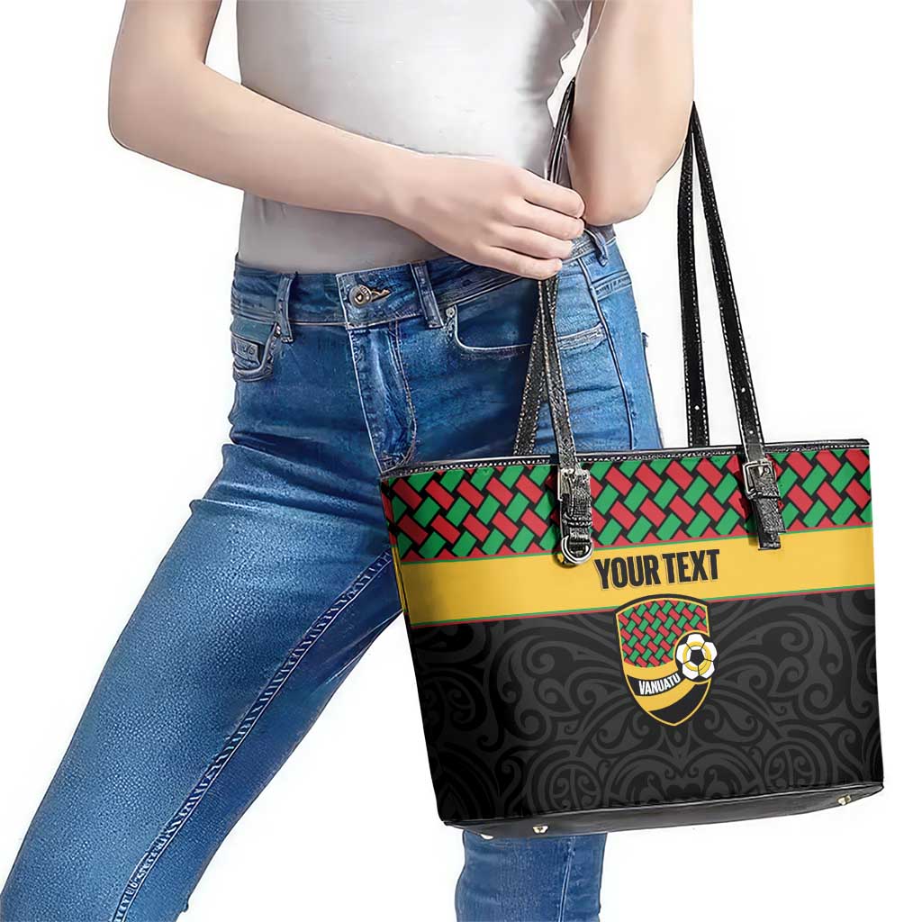 Vanuatu Football Custom Leather Tote Bag Go Chiefs Basket-weave Pattern
