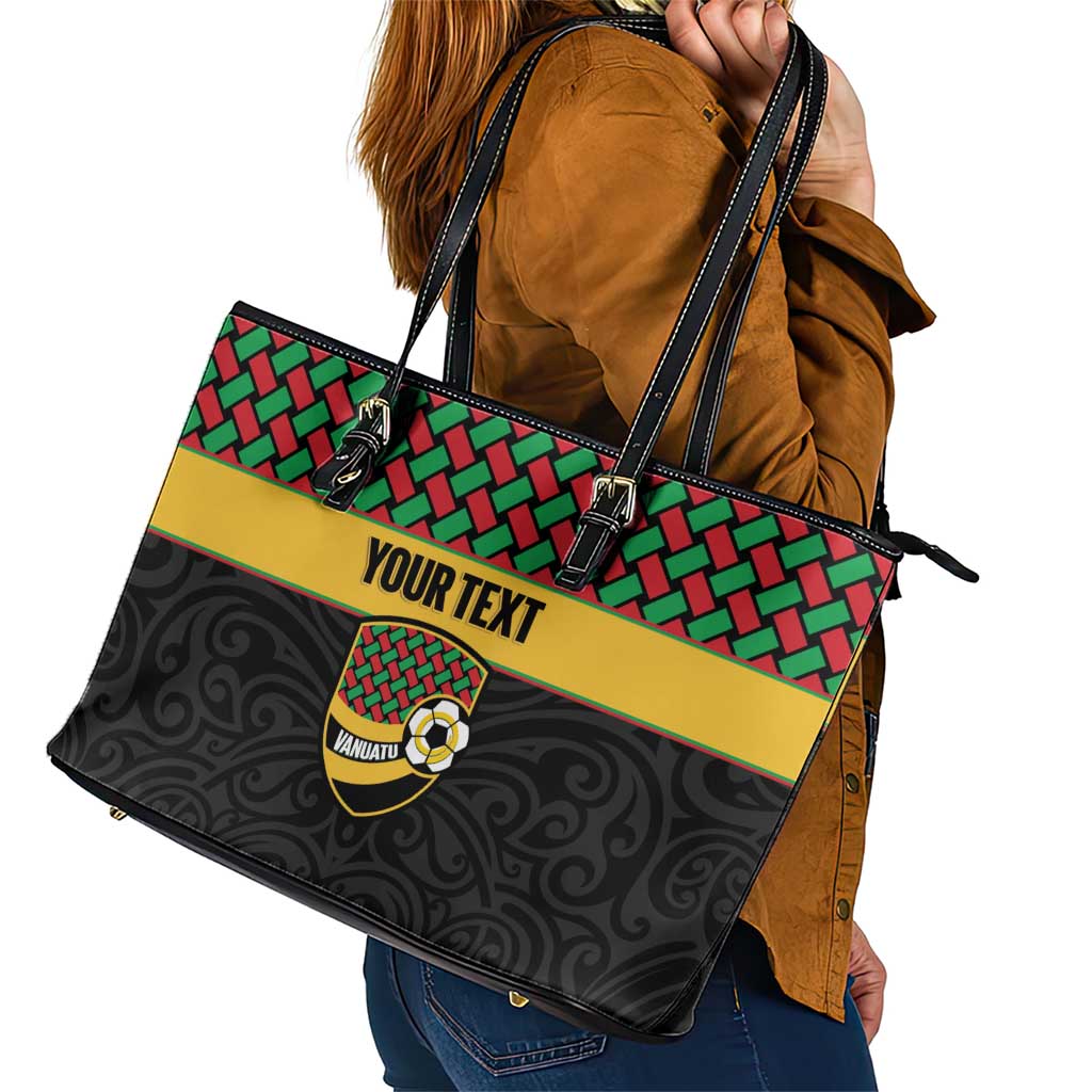 Vanuatu Football Custom Leather Tote Bag Go Chiefs Basket-weave Pattern