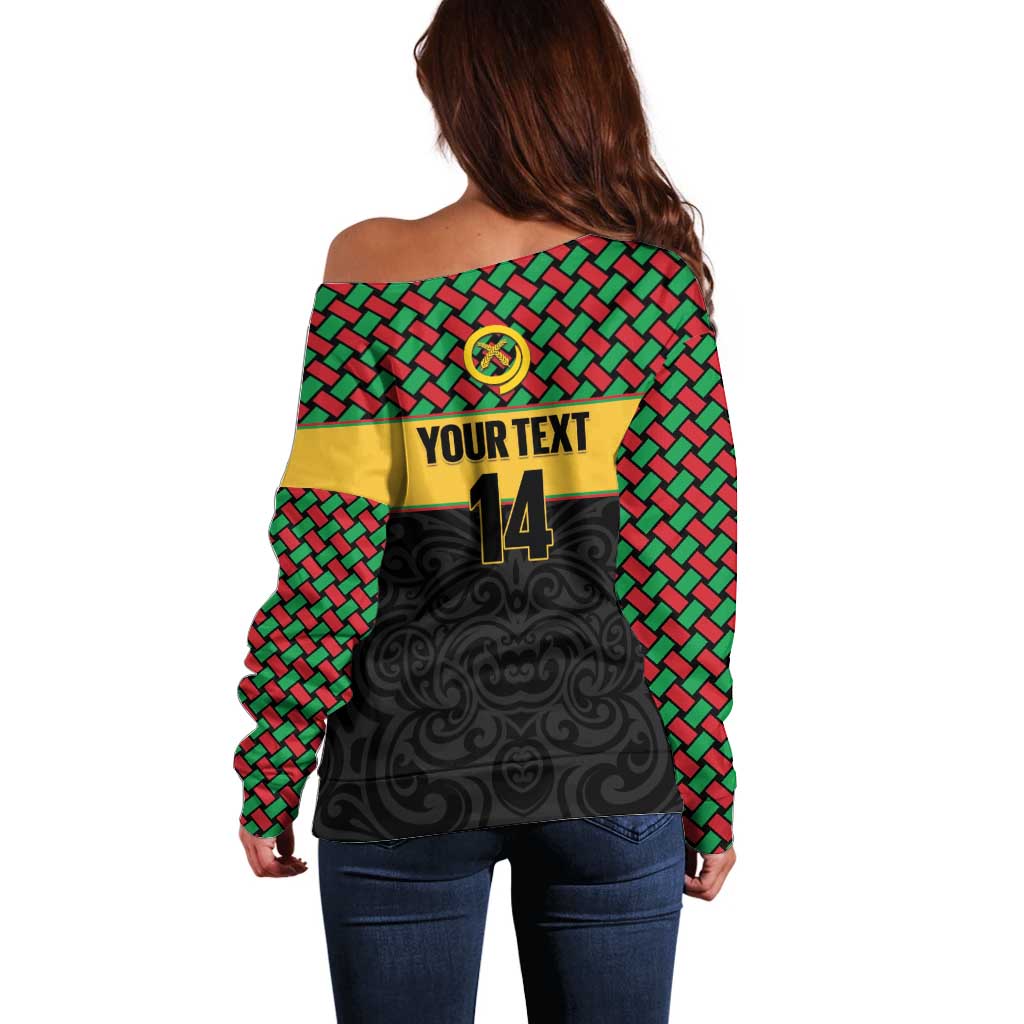 Vanuatu Football Custom Off Shoulder Sweater Go Chiefs Basket-weave Pattern LT14 - Polynesian Pride