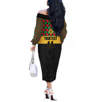 Vanuatu Football Custom Off The Shoulder Long Sleeve Dress Go Chiefs Basket-weave Pattern LT14 - Polynesian Pride